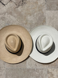 Diamante Wide Brim - Ivory with Cappuccino Band